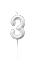 VELA NUMERO 3 PLATEADA